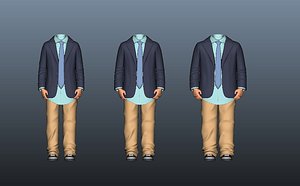 3D Model Man in suit 3 different body type ready for Print