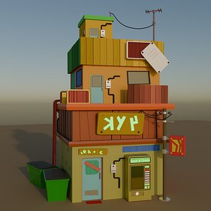 3D Low poly Store 01