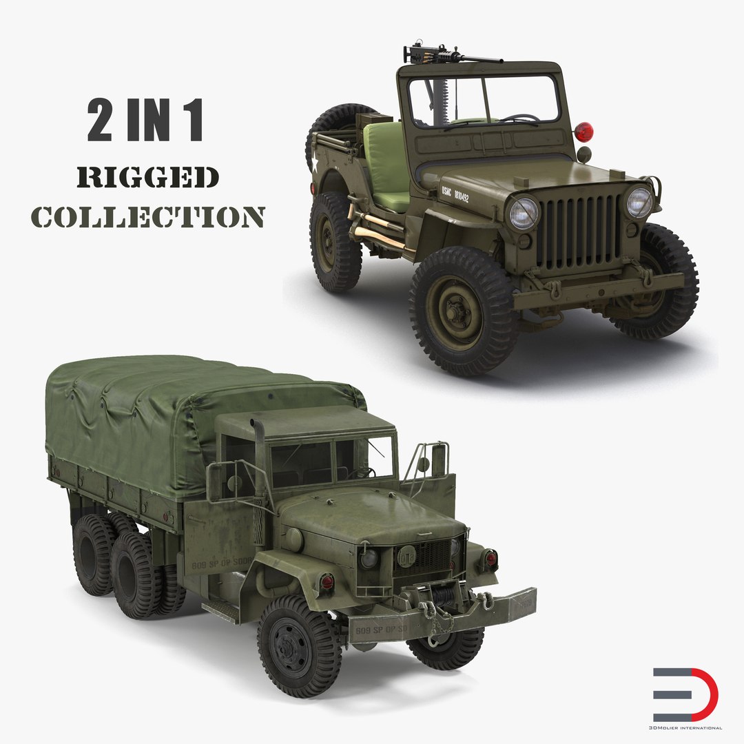 US WWII Rigged Vehicles Collection 3D model preview