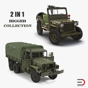 3D wwii rigged vehicles model