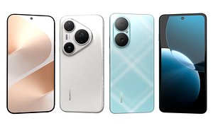 Huawei Nova Y73 Blue And Huawei Pura 80 Pro White 3D model