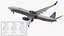 United Airlines Boeing 737 Max 8 Rigged for Maya 3D model