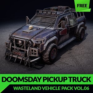 3D Doomsday Pickup Truck Game-Ready Post-Apocalyptic Vehicle model