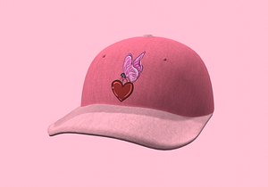 3D pink cap with heart design