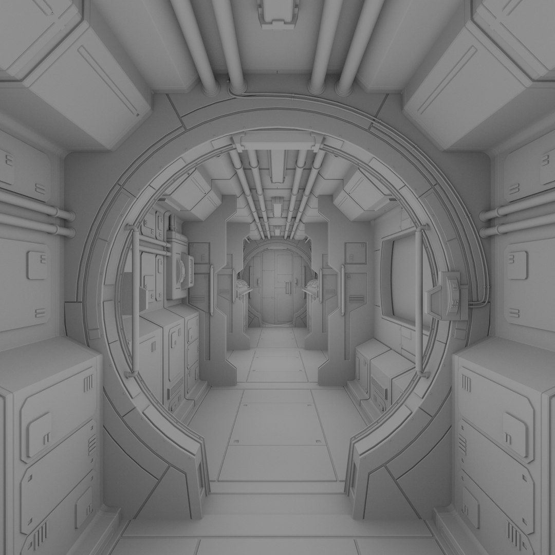 3dsmax Interior Spaceship Space Station