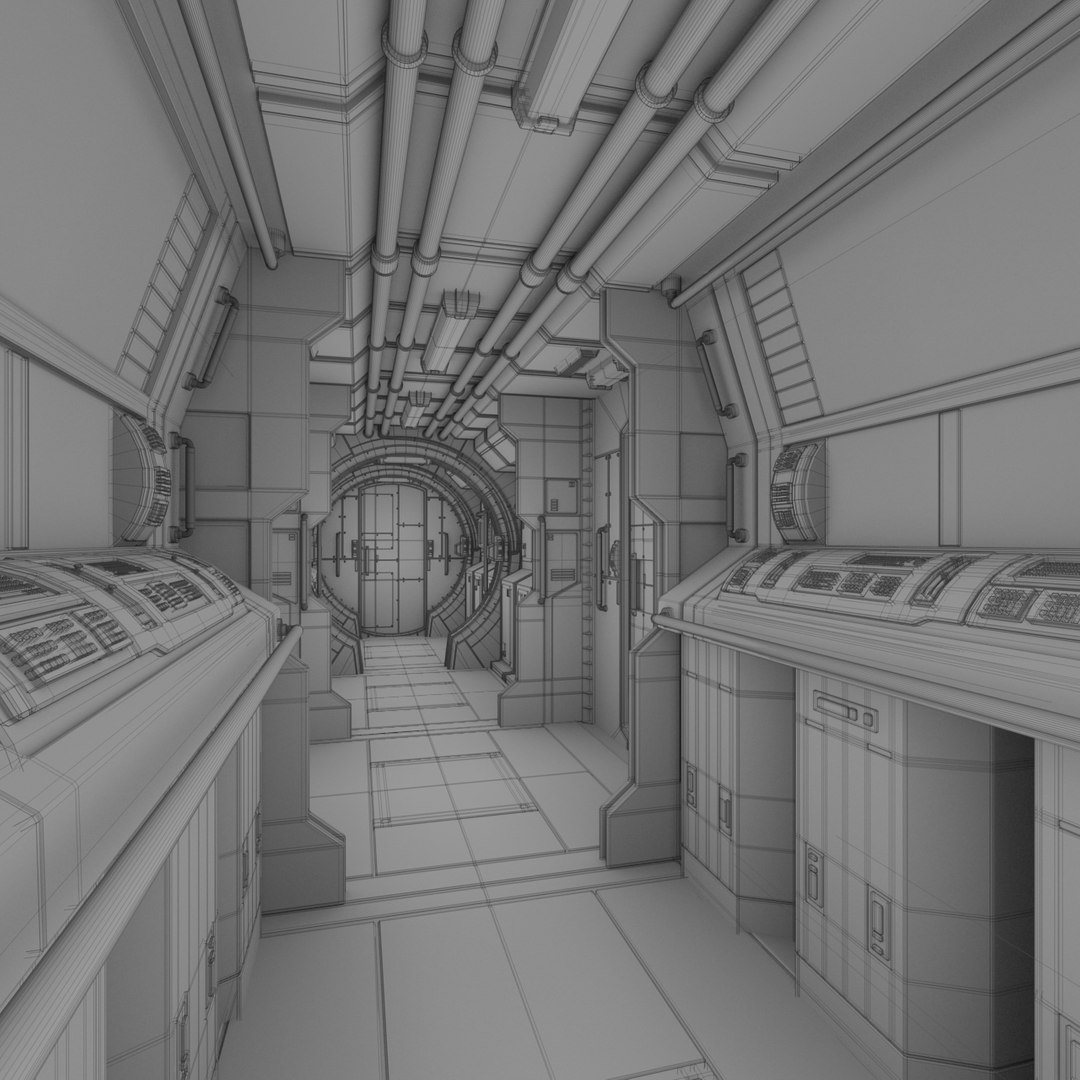 3dsmax Interior Spaceship Space Station