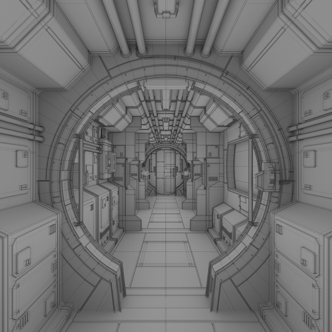 3dsmax Interior Spaceship Space Station