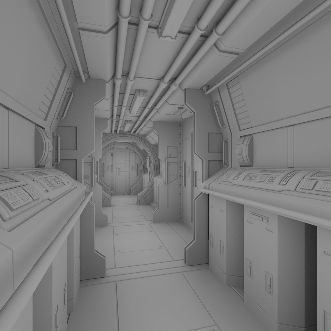 3dsmax Interior Spaceship Space Station