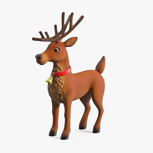 Cartoon Christmas Deer Rigged for Cinema 4D