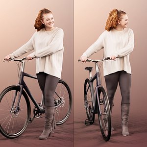 3D 11717 Cora - Young Woman Pushing Her Bike