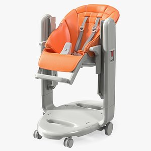 Baby Folding High Chair Horizontal Orange Rigged