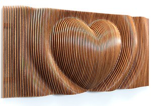 Parametric Heart Wood Panel Wall Decor 3D model