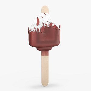 3D Eaten Chocolate Dipped Vanilla Ice Cream Bar model