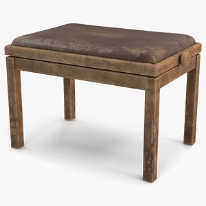 Retro Piano Bench Light Wood 3D model