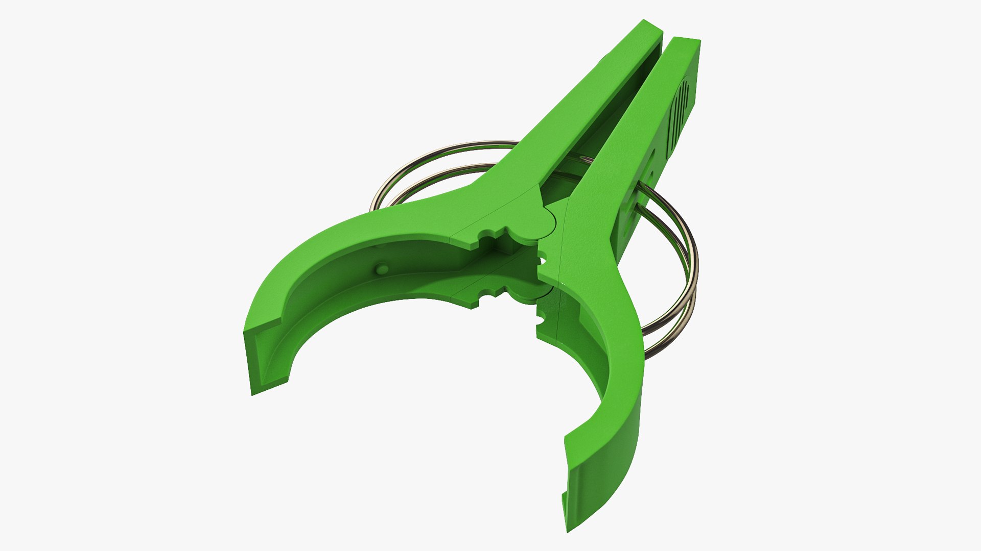 Laundry Peg Green Plastic Open 3D model preview