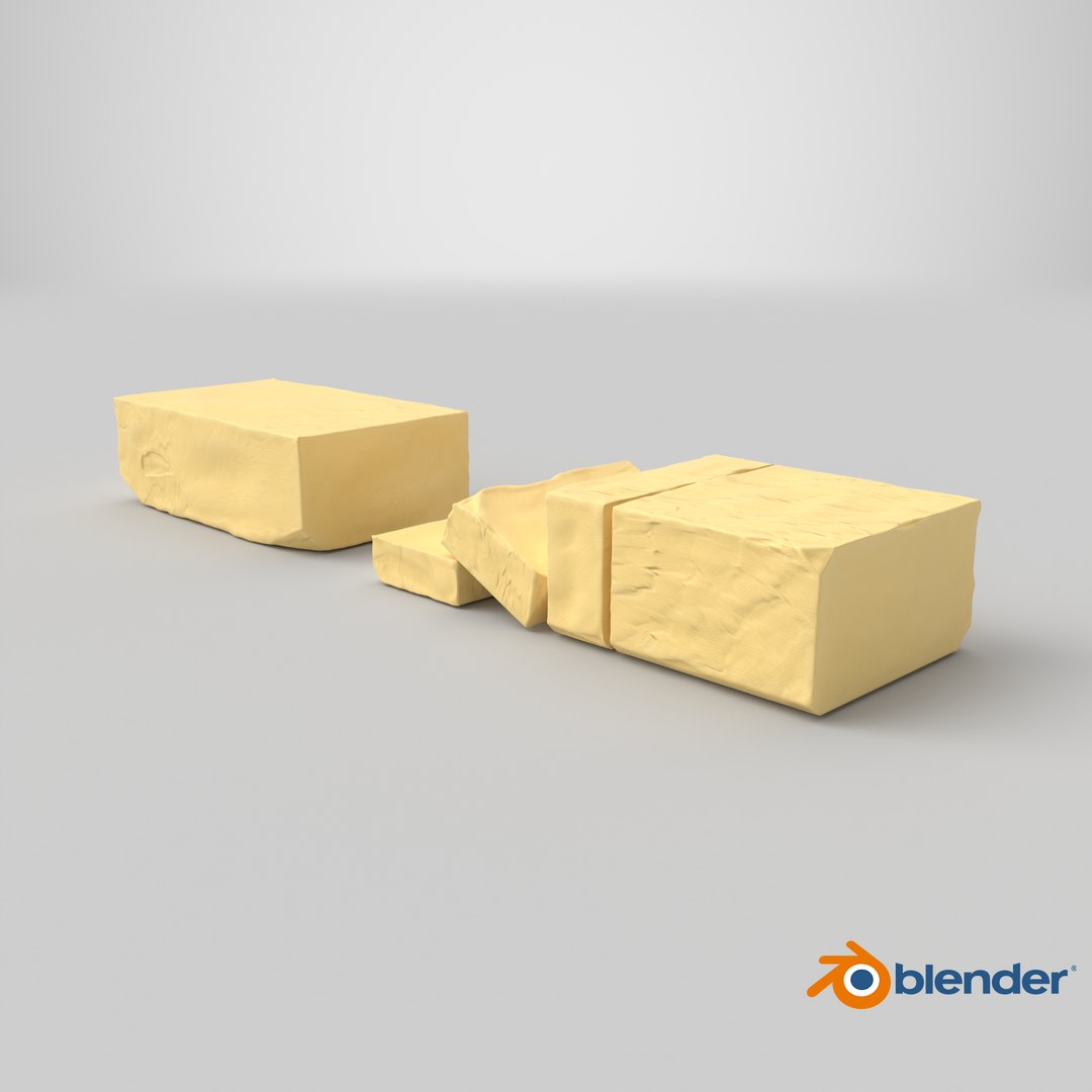 Butter Block with Cut Slices 3D model https://p.turbosquid.com/ts-thumb/yU/u4Txq3/WO/stemcell_blender_cycles_render/png/1789553812/1920x1080/fit_q87/0bb25ade51ee064b8bb8be48a59516d1df62268b/stemcell_blender_cycles_render.jpg