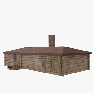 Wooden house for videogames 3D
