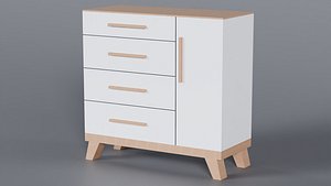 Low Poly Nursery Dresser with Side Wardrobe 3D Model True Renders UV 4K PBR Textures 3D
