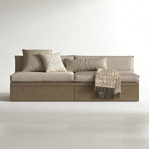 Modern Booth Sofa Storage Banquette Upholstered Seat 3D Model 3D