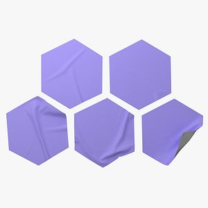 3D Hexagon Sticker Mockup Set