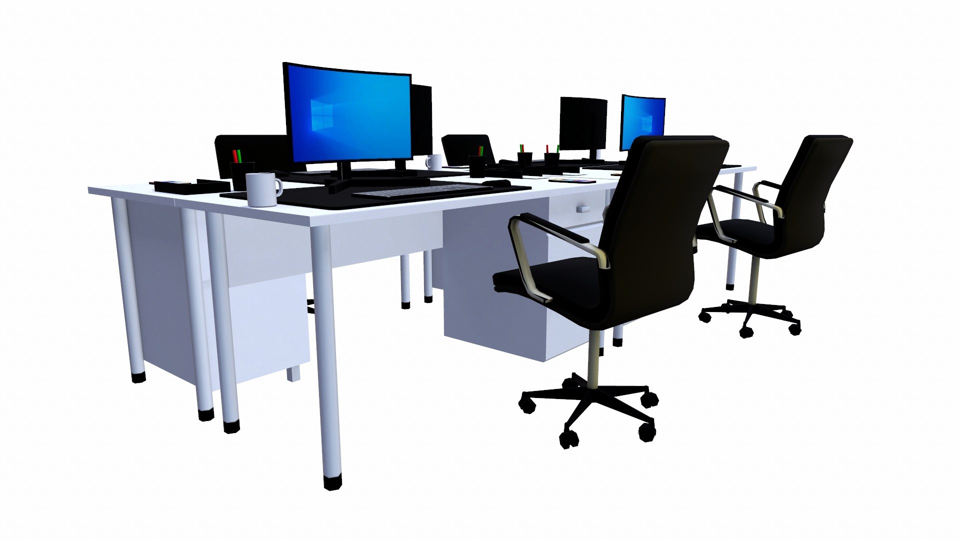 Office Workstation Table Model - TurboSquid 2344223