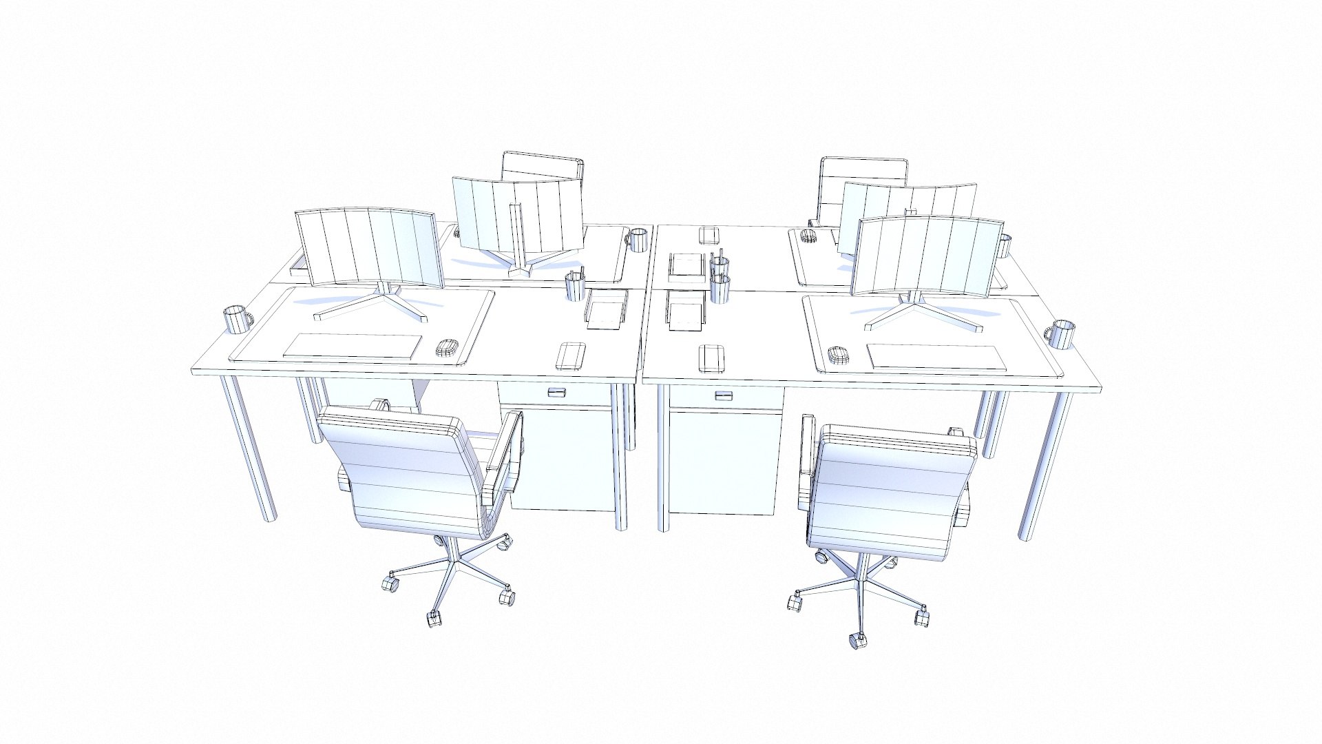 Office Workstation Table Model - TurboSquid 2344223