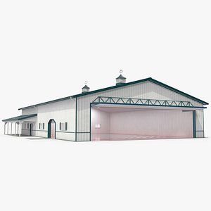 Aircraft Storage Hangar Rigged for Cinema 4D 3D