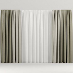 curtains beige 3D model