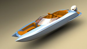 catamaran speed boat w outboard