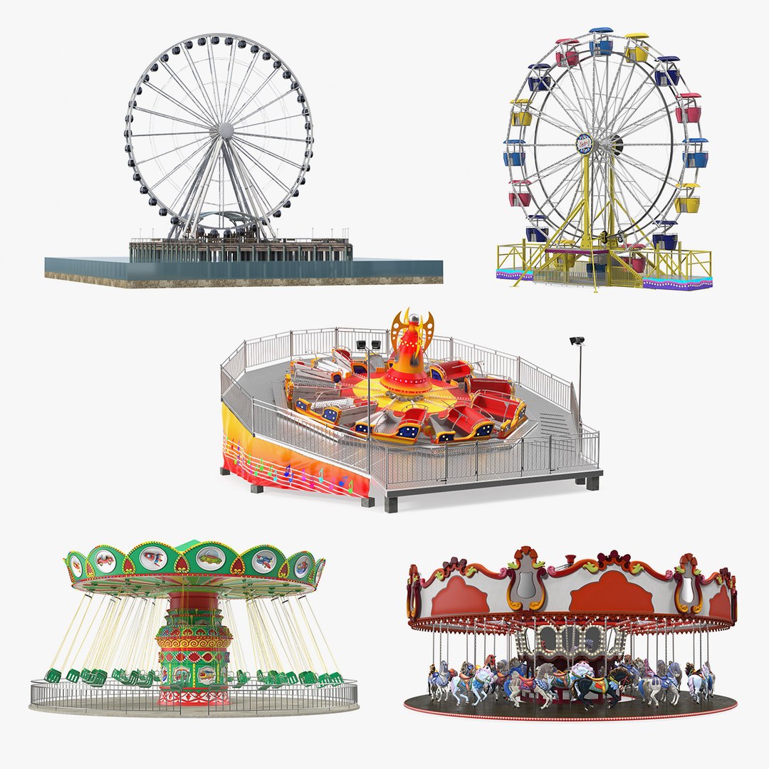 Rigged Amusement Park Rides Collection 2 3D model preview
