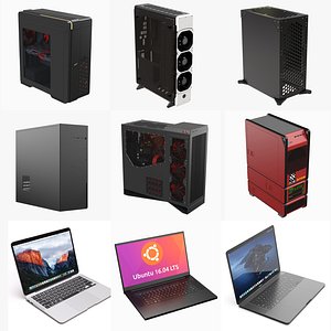 PC Case and Laptop Collection 9 in 1 3D model
