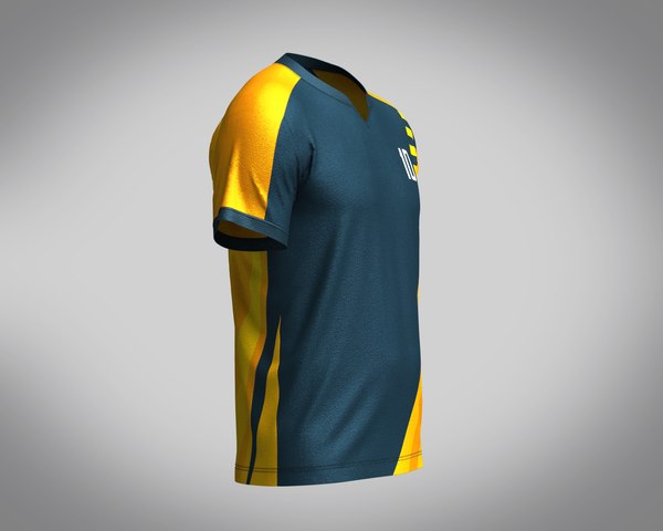 3D model Mens Soccer Dark Blue and Yellow Jersey Player-10