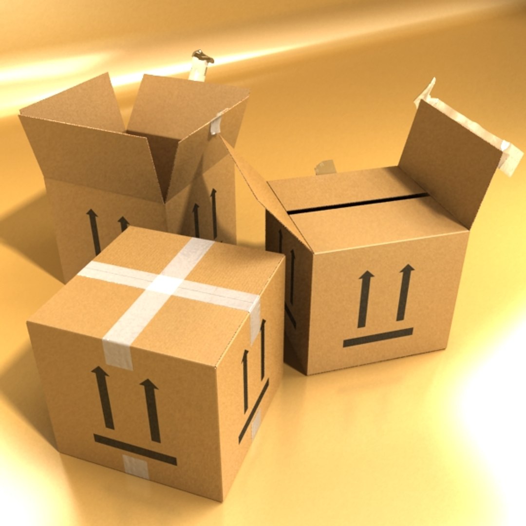 3d cardboard box resolution model