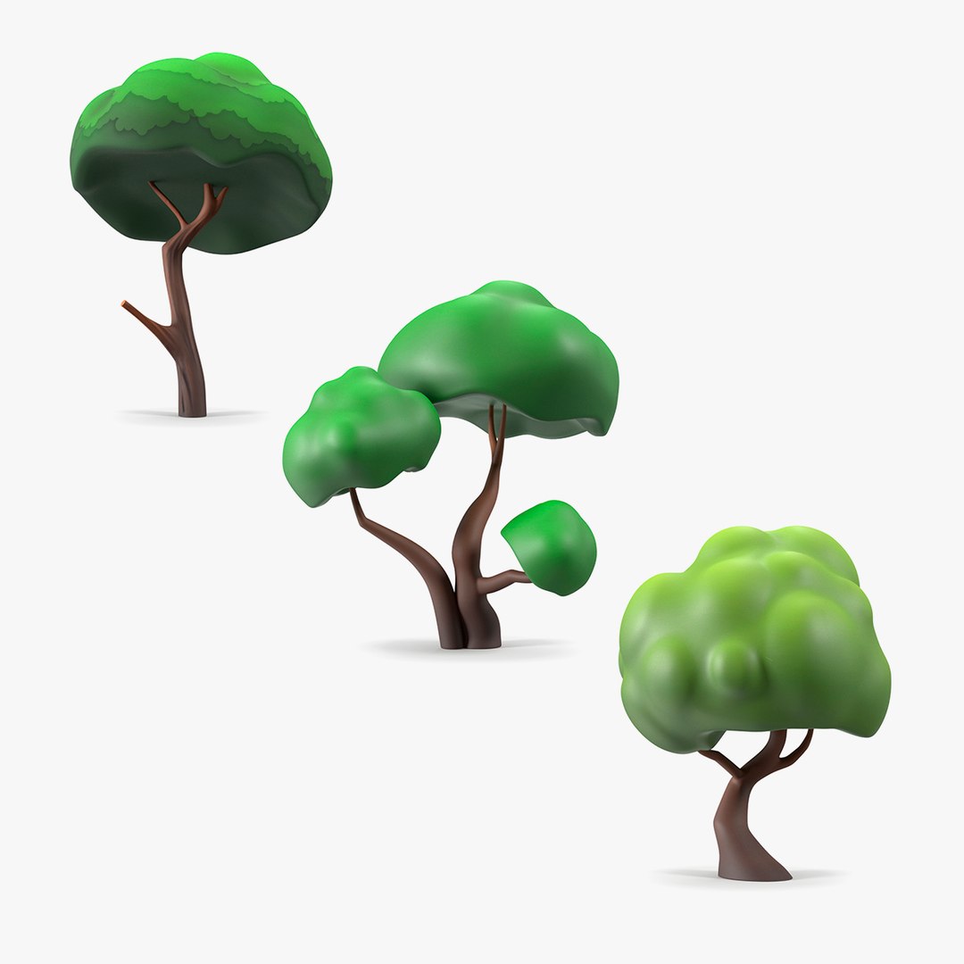 Cartoon Trees Collection 2 3D model preview