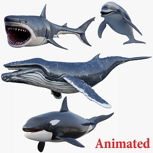 Set of Sea Animals Animated