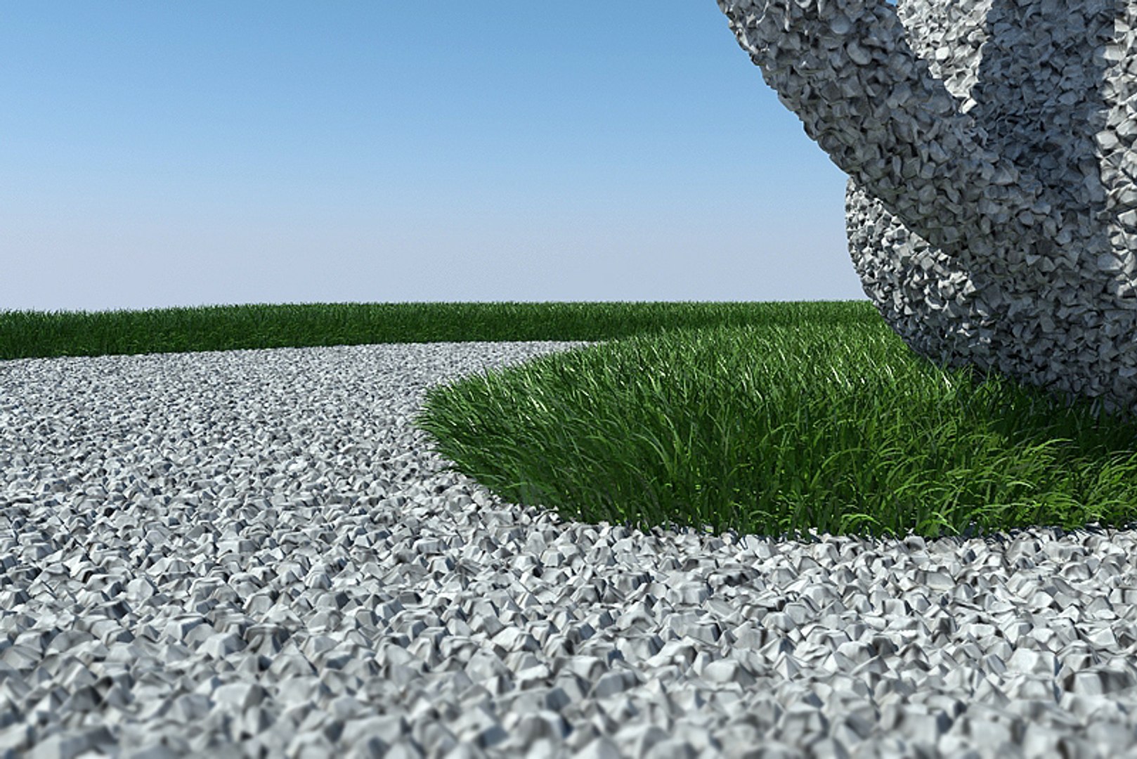 displaced gravel grass 3d model