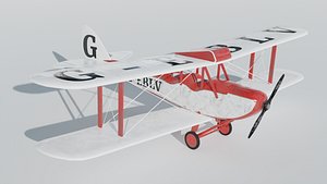 3D Vintage Biplane Aircraft Realistic Low Poly 3D Model