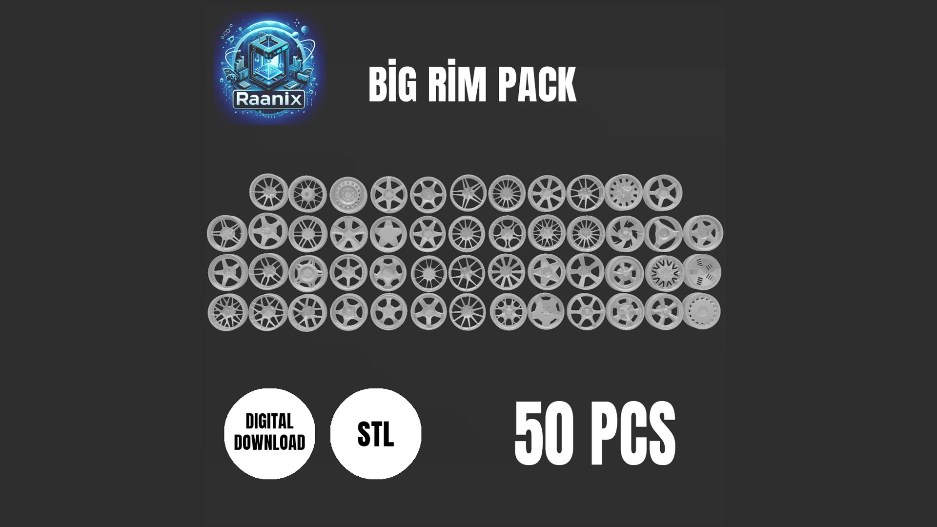 50 PCS HOT WHEELS BIG RIM PACKAGE 164 3D Model - TurboSquid 2327982