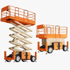 3D Detailed Scissor Lift Opened And Closed