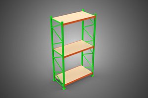 FRAME RACK SHELF WOOD STEEL WAREHOUSE METAL SHELVES STORAGE TRAY 3D