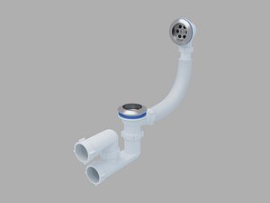 3D model double siphon bath