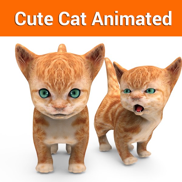 cute cat animation 3D model