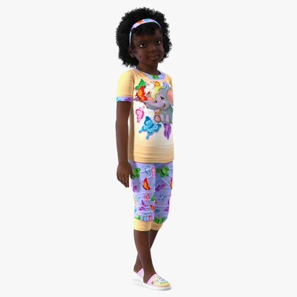 Girl Child Black Home Style Rigged model