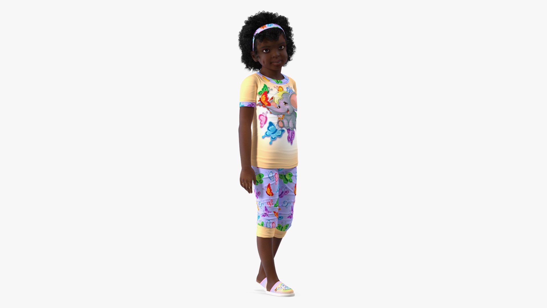 Girl Child Black Home Style Rigged 3D model preview