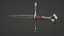Modello 3d low-poly pronto per il gioco Silver Sword PBR