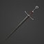 Modello 3d low-poly pronto per il gioco Silver Sword PBR