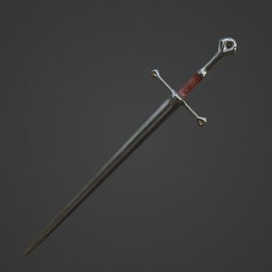 Silver Sword PBR game ready low-poly 3d model