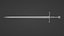 Modello 3d low-poly pronto per il gioco Silver Sword PBR