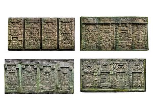 3D model Walls of Ancient Mayan Architecture Pack 4