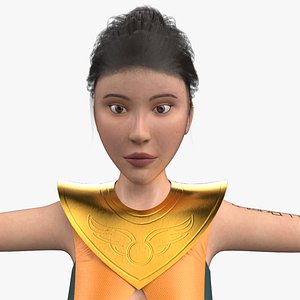 Semi-Realistic Warrior Girl Feng Huo Without RIG 3D